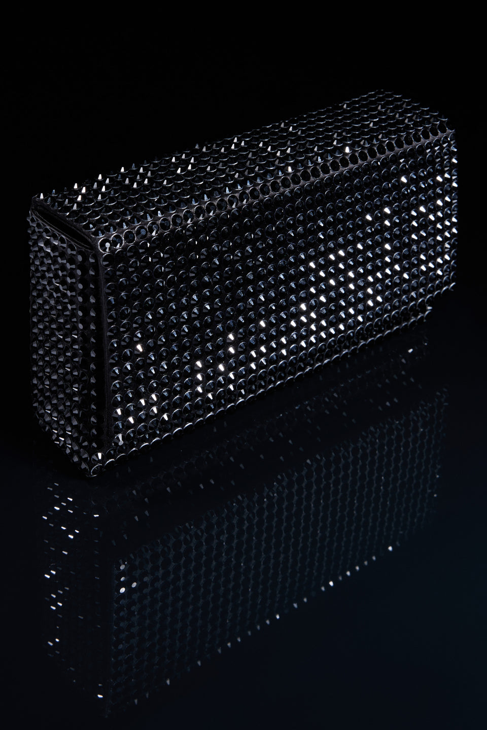 Superamini Paloma Black Satin with Jet Crystals and Gun Metal Hardware