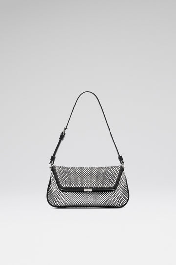 Ami Mini Crystal Black Satin And White Crystals