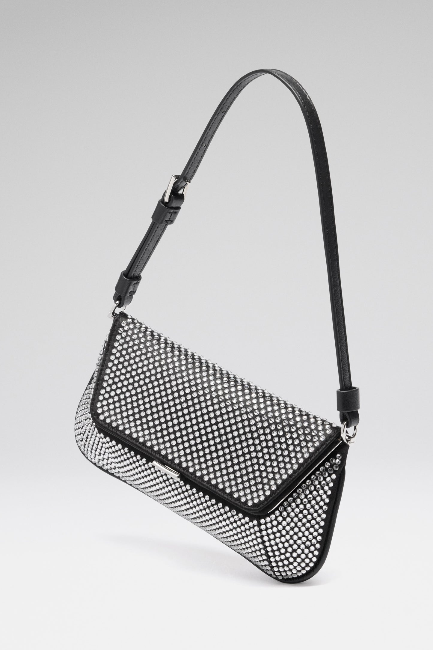 Ami Mini Crystal Black Satin And White Crystals