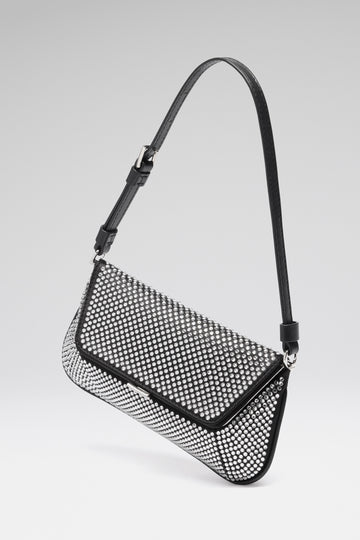 Ami Mini Crystal Black Satin And White Crystals