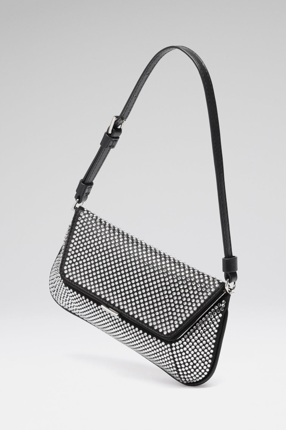 Ami Mini Crystal Black Satin And White Crystals
