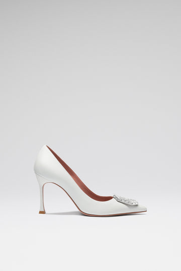Camelia Pump 90 White Nappa