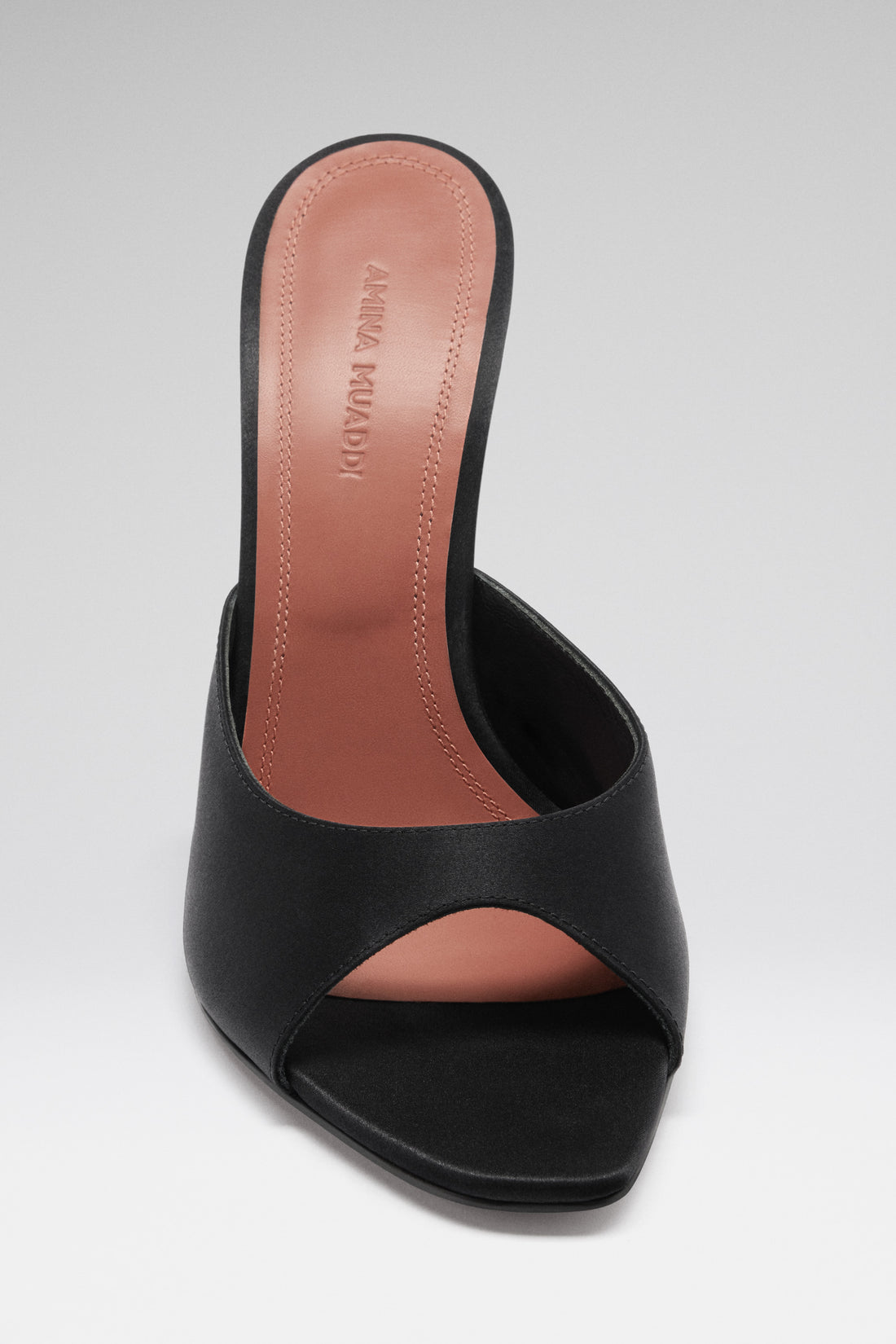 Alexa 105 Black Satin Slippers | Amina Muaddi Luxury Shoes For Women