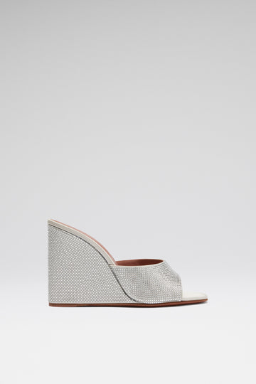 Lupita Crystal Wedge Silver Satin And White Crystals