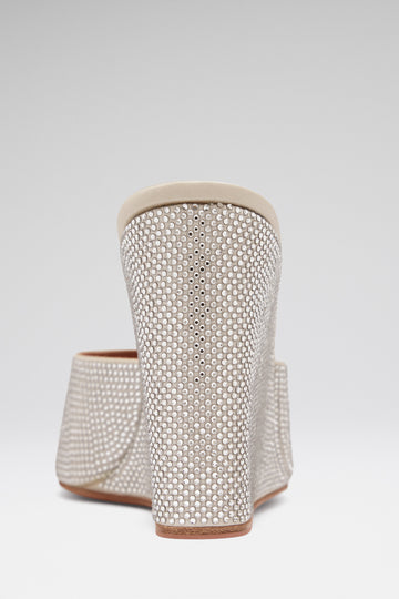 Lupita Crystal Wedge Silver Satin And White Crystals