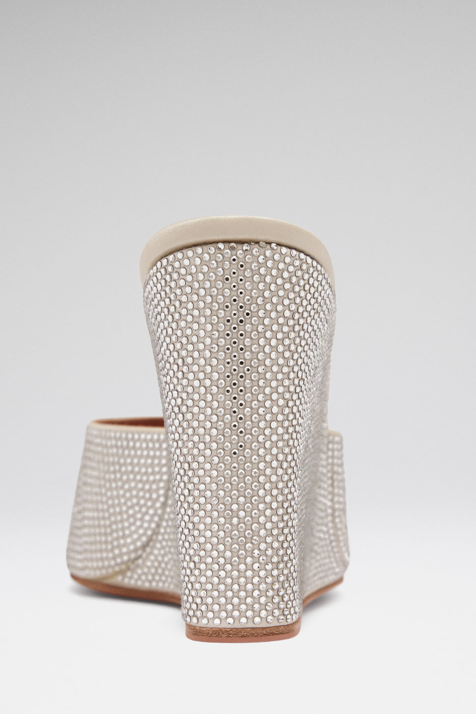 Lupita Crystal Wedge Silver Satin And White Crystals