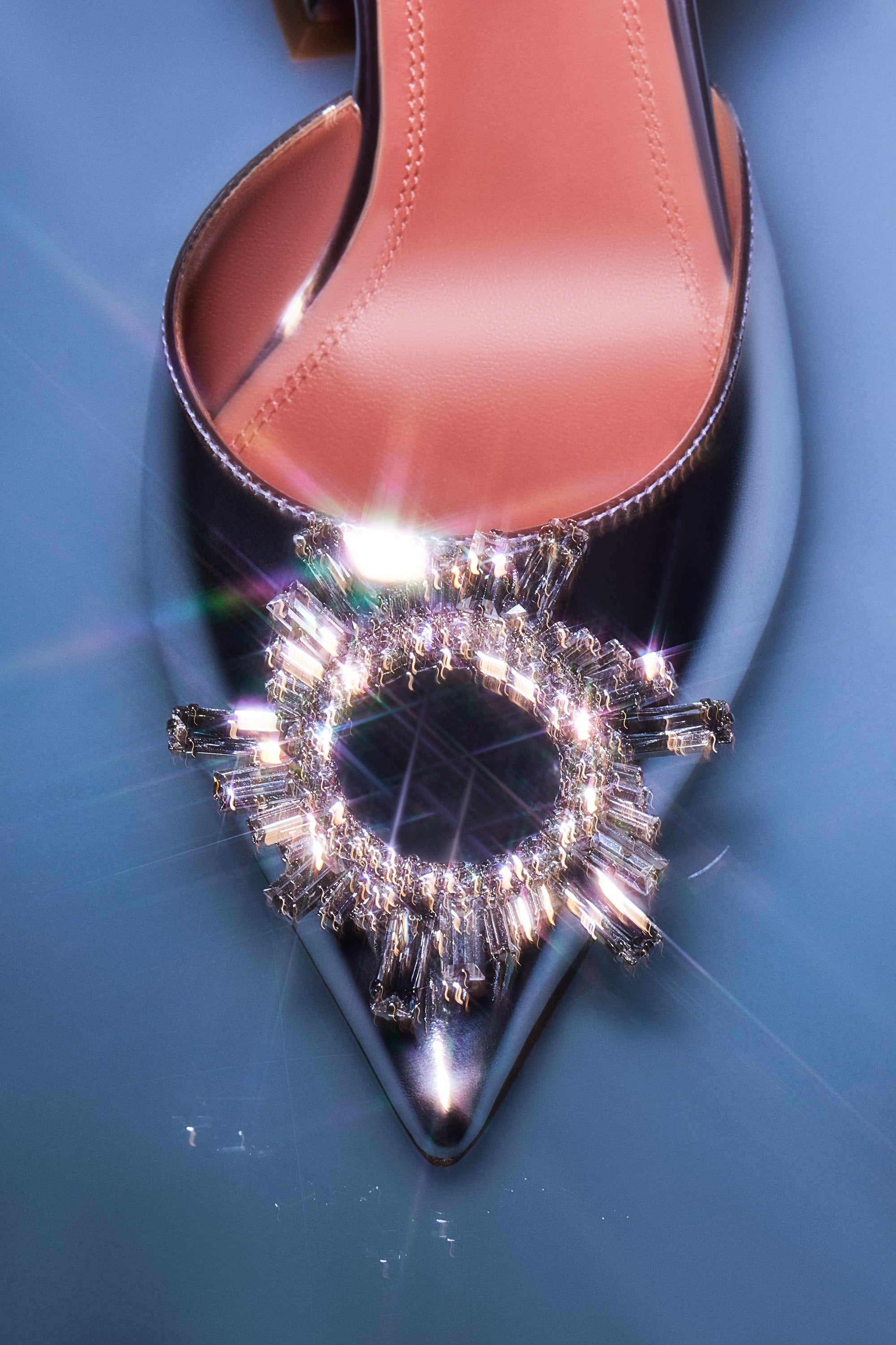 パンプス AMINA MUADDI Silver Leather Begum Pumps Begum Sling Silver Mirror