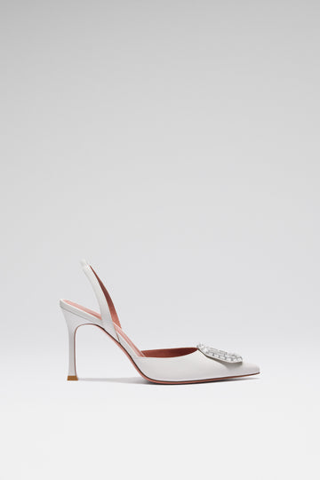 Camelia Sling 90 White Nappa And White Buckle