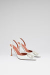 Camelia 90 luxury white nappa slingbacks