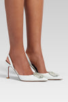 Camelia 90 designer white nappa slingbacks