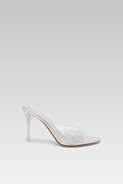Alexa Glass 95 Transparent Pvc Slippers | Amina Muaddi Luxury Shoes