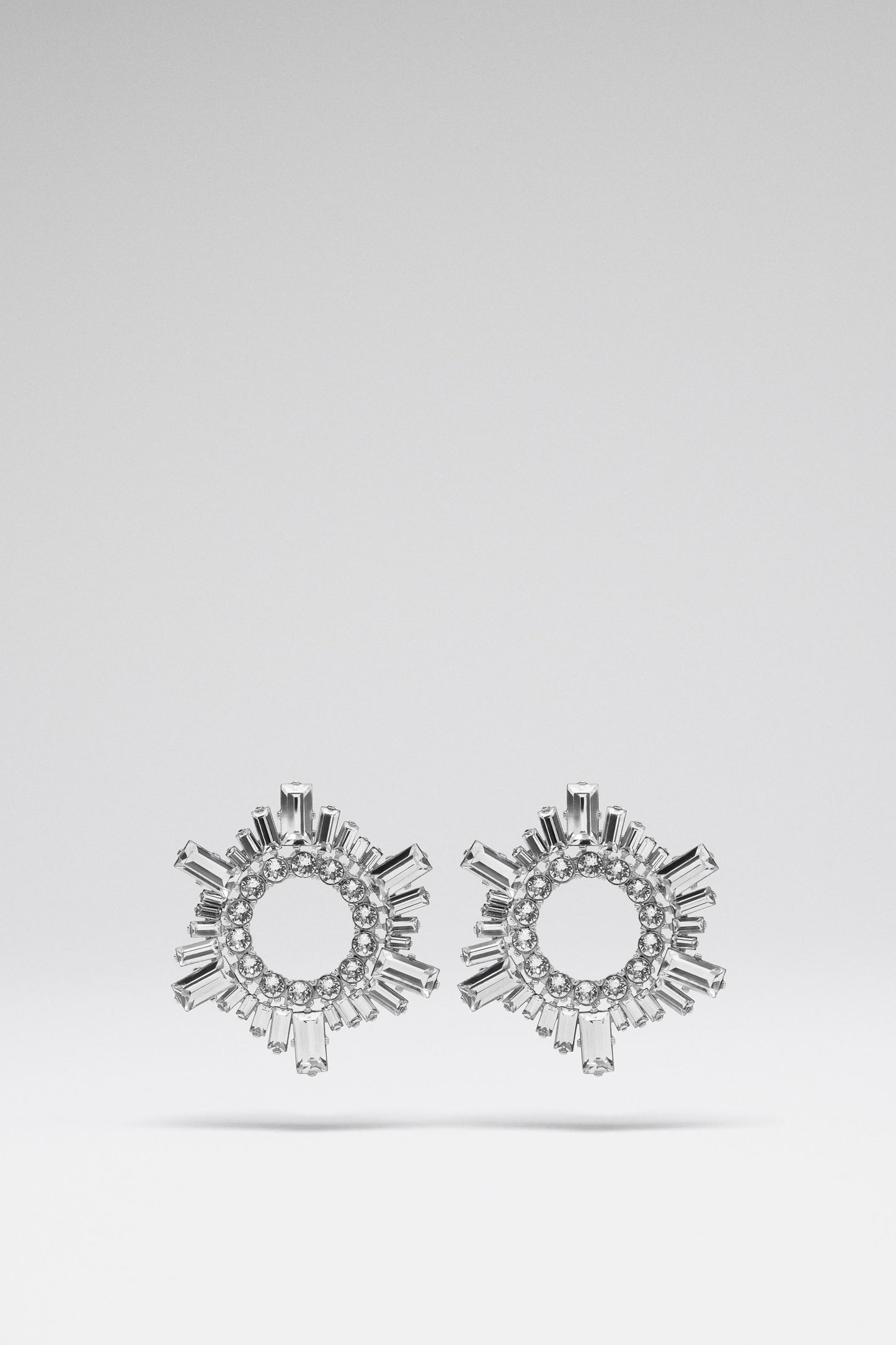 Mini Begum Earrings White Crystals With Silver Base