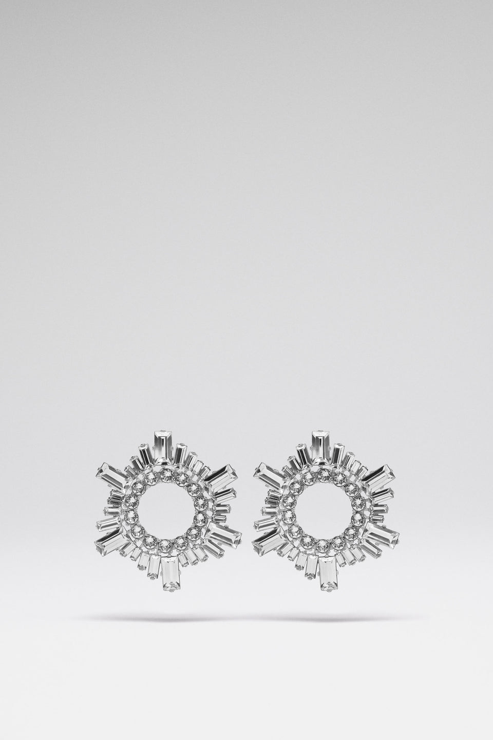 Mini Begum Earrings White Crystals With Silver Base