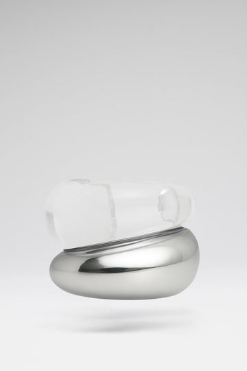 Gemini Cuffs Silver Metal And Plexiglass Base
