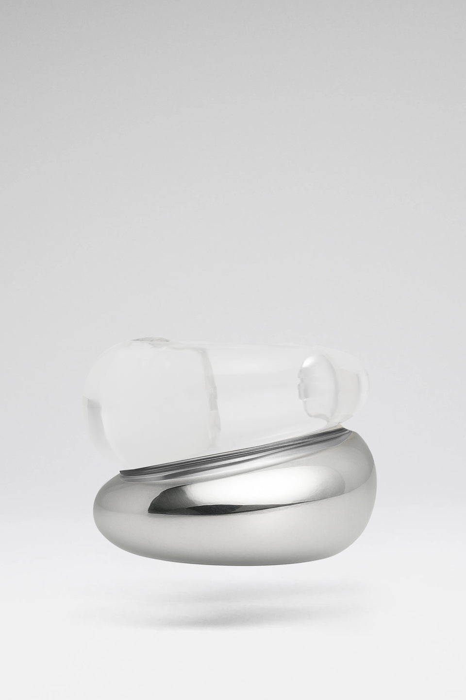 Gemini Cuffs Silver Metal And Plexiglass Base