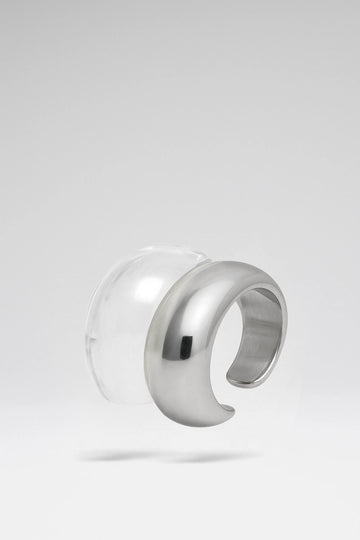 Gemini Cuffs Silver Metal And Plexiglass Base