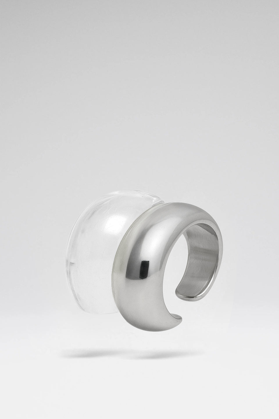 Gemini Cuffs Silver Metal And Plexiglass Base