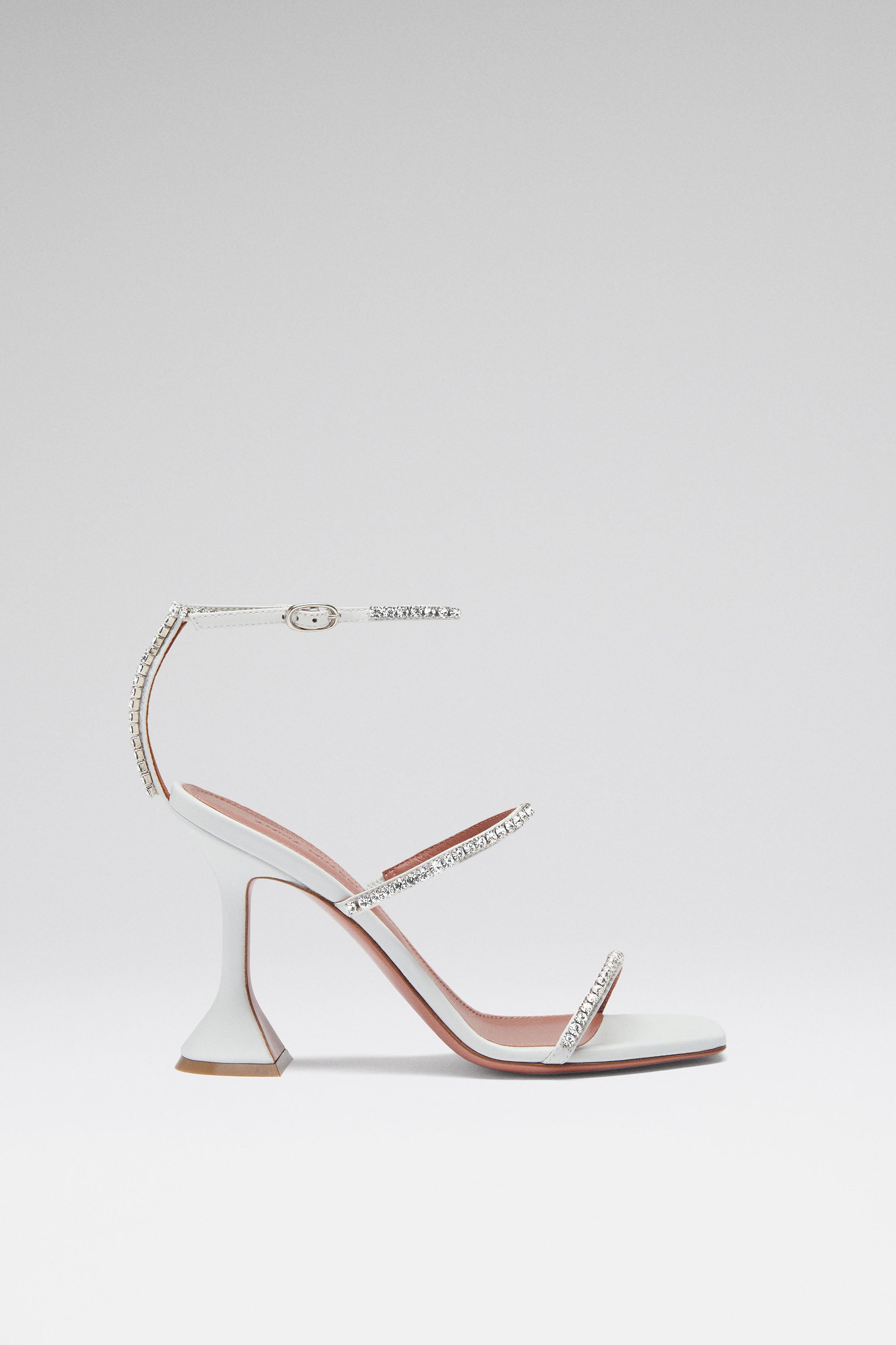 【関税&送料込】Amina Muaddi Gilda Satin Sandals Gilda Sandal White Nappa and White Crystals
