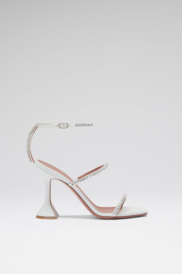 Gilda Sandal White Nappa and White Crystals