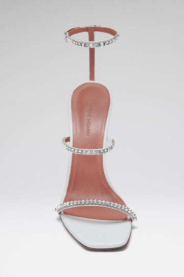 Gilda Sandal White Nappa and White Crystals