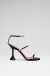 Gilda Sandal Black Satin and White Crystals