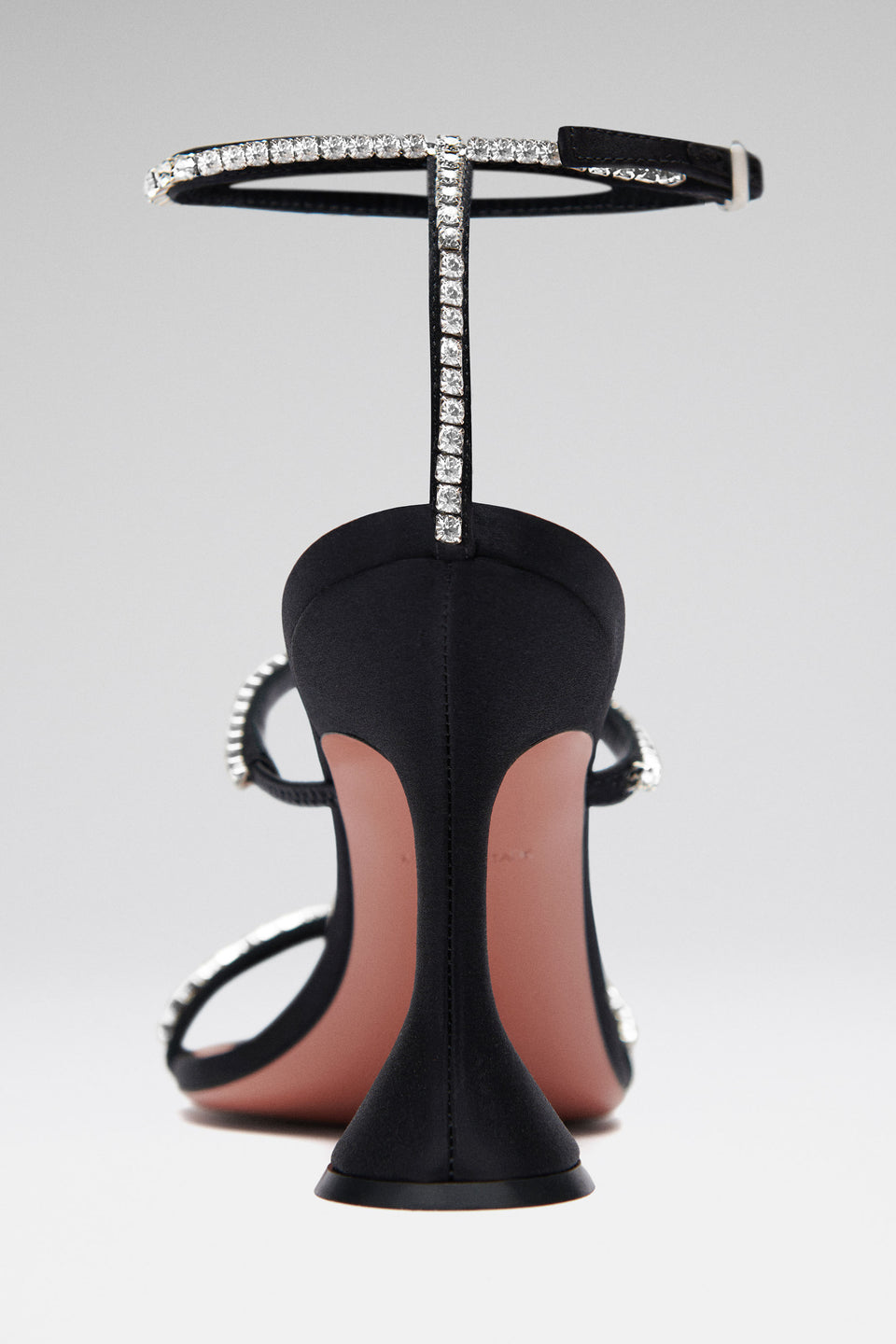 Gilda Sandal Black Satin and White Crystals
