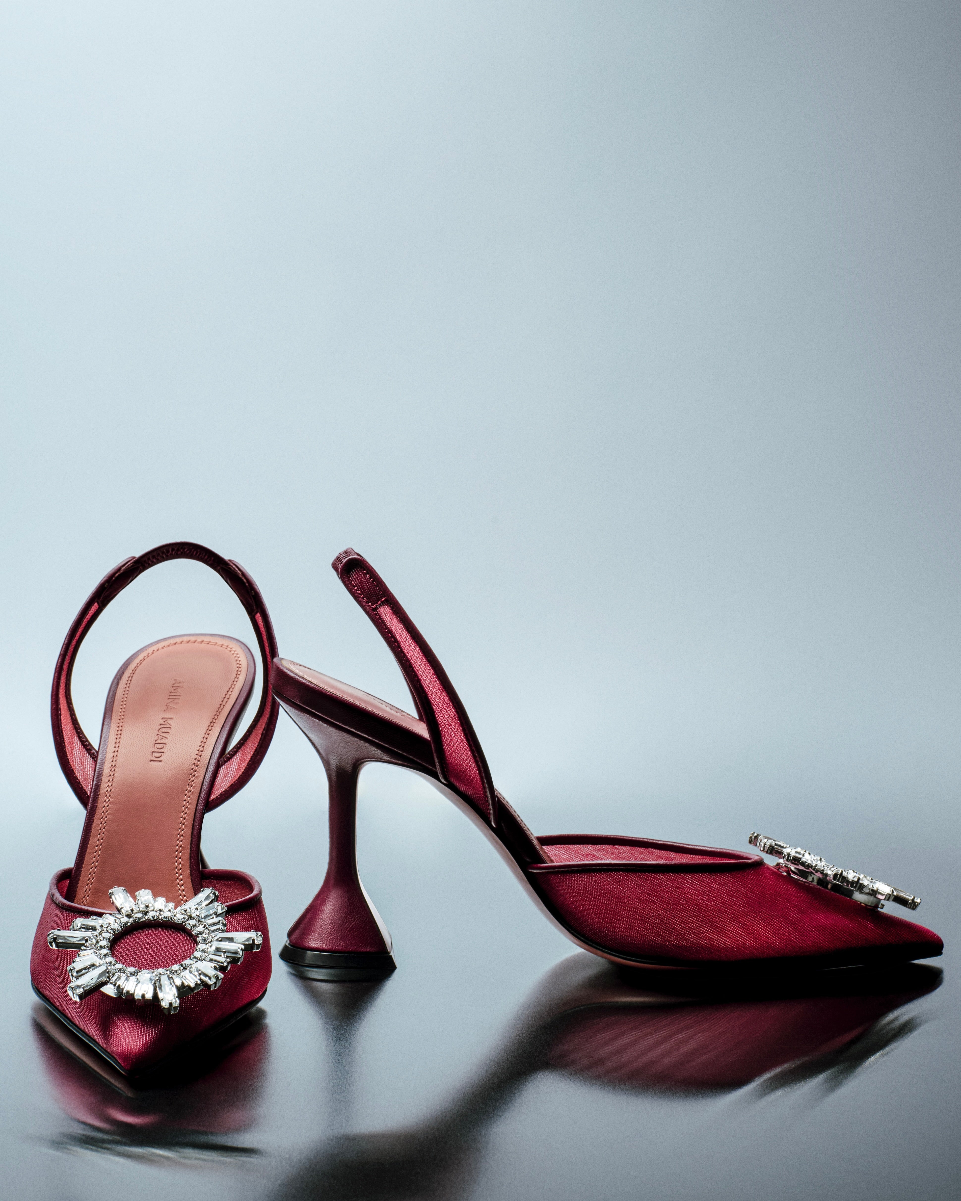 Begum Slinbacks 95 Ruby Mesh | Amina Muaddi Luxury Shoes For Women