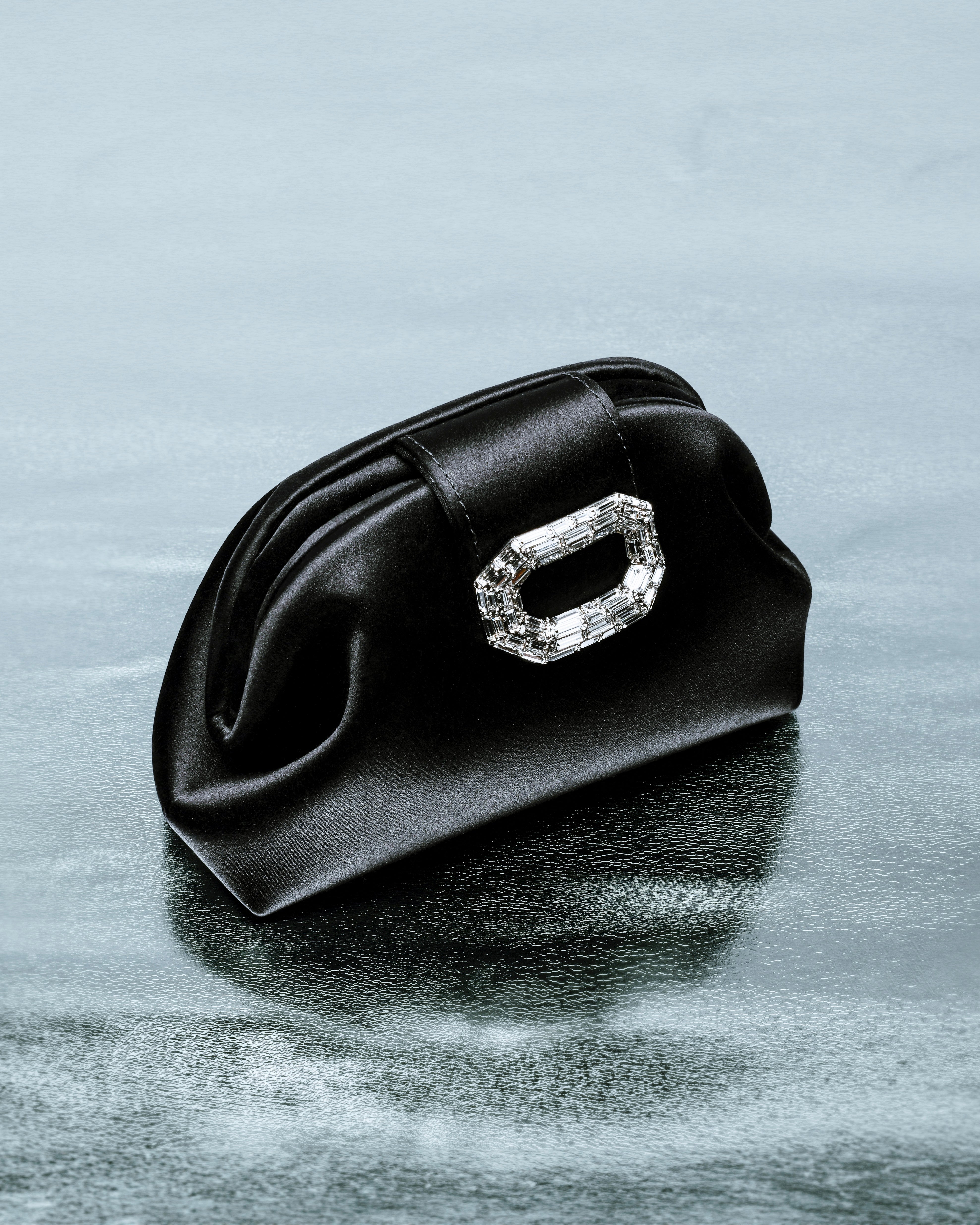 Camelia Micro Bag Black Satin | Amina Muaddi Luxury Bag For Women