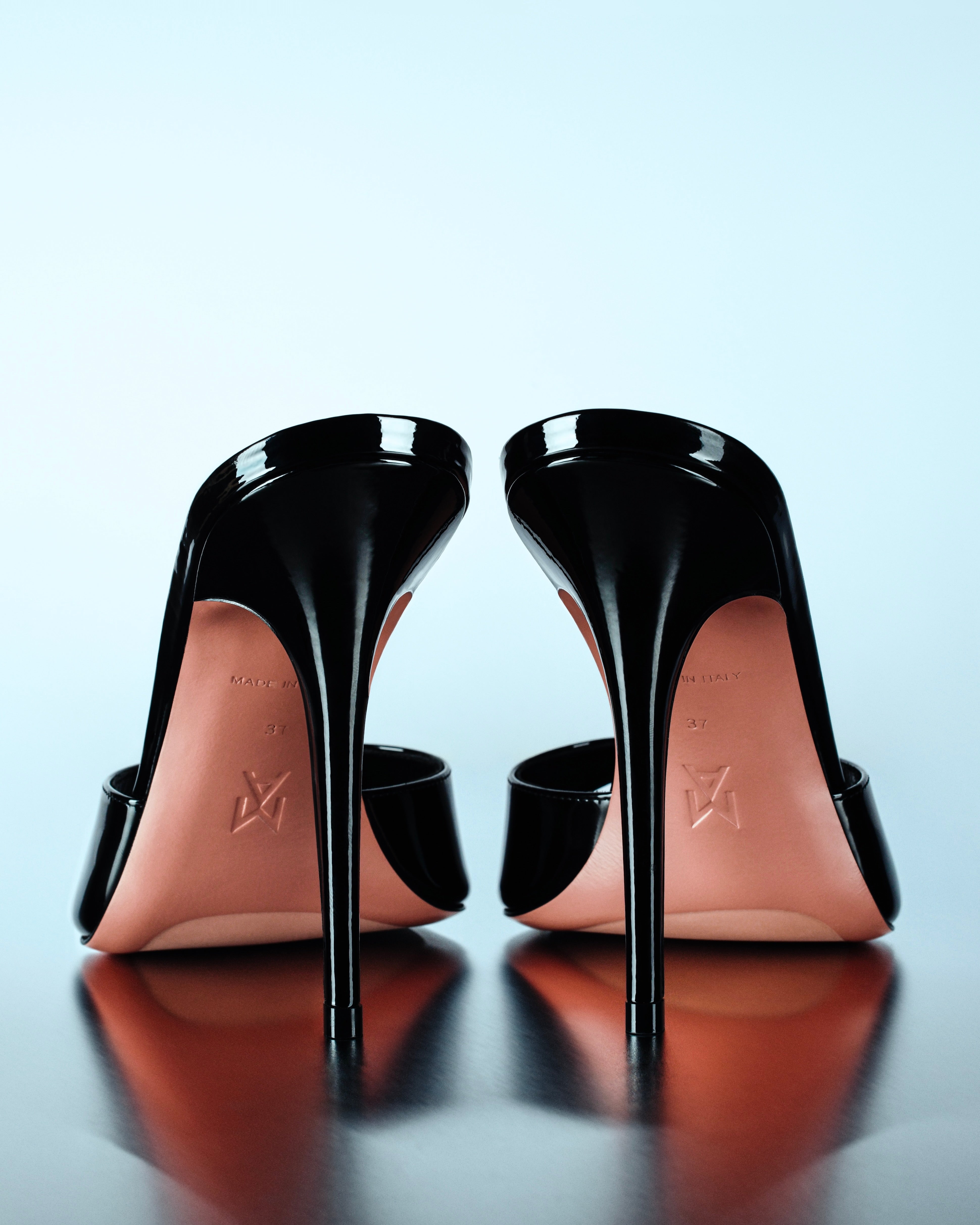 Elodie 105 Black Patent Slippers | Amina Muaddi Luxury Shoes