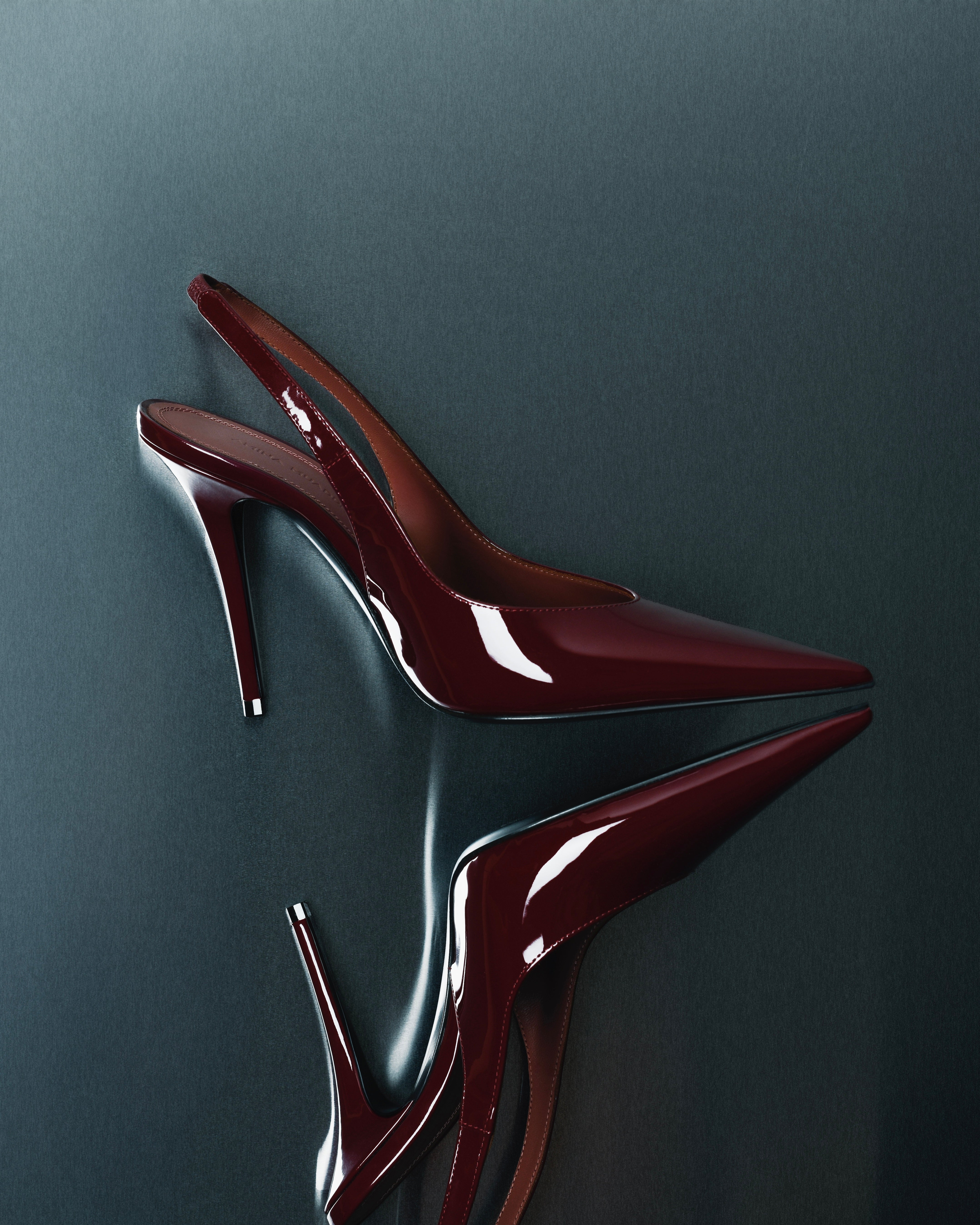 Anok Slingbacks 105 Wine Patent | Amina Muaddi Luxury Shoes For Women