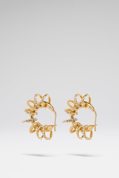 ピアス AMINA MUADDI Embellished l small Jaheel earrings Amina Muaddi Embellished Metal Small Jaheel Earrings