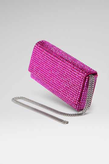 Superamini Paloma Fuxia Satin And Fuxia Crystals