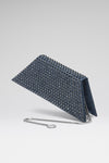 Superamini Yigit Clutch Dark Blue Denim And Jet Black Crystals