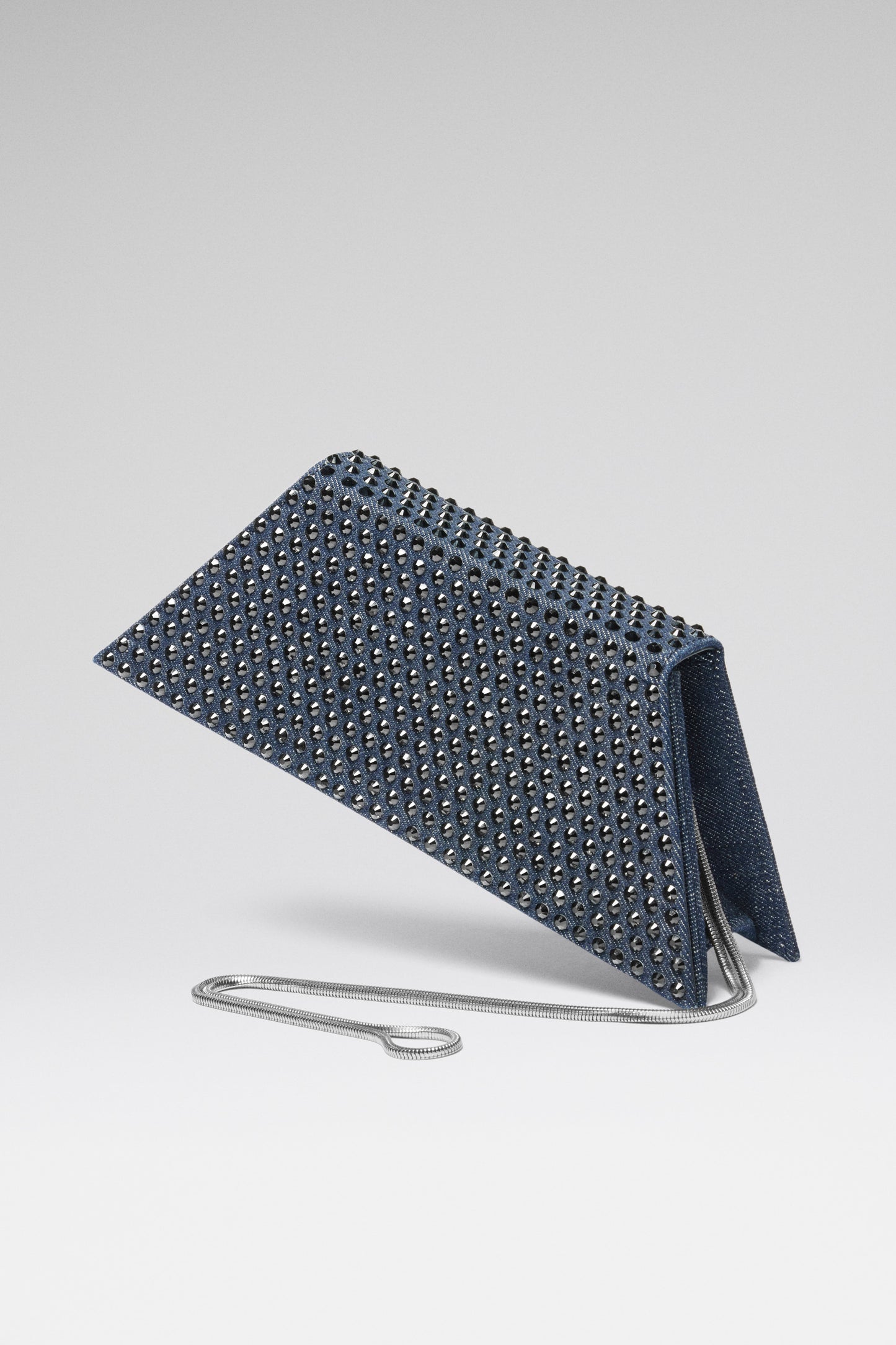 Superamini Yigit Clutch Dark Blue Denim And Jet Black Crystals