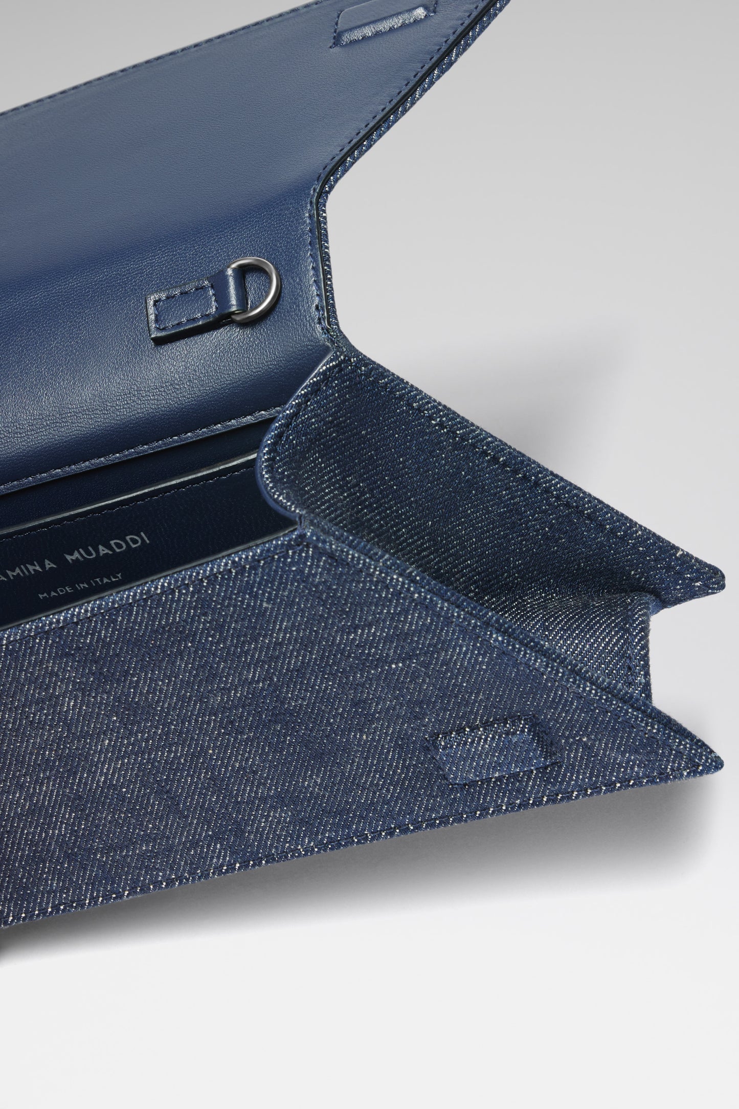Superamini Yigit Clutch Dark Blue Denim And Jet Black Crystals