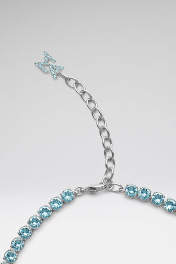 Tennis Necklace Aquamarine Crystals And Silver Base