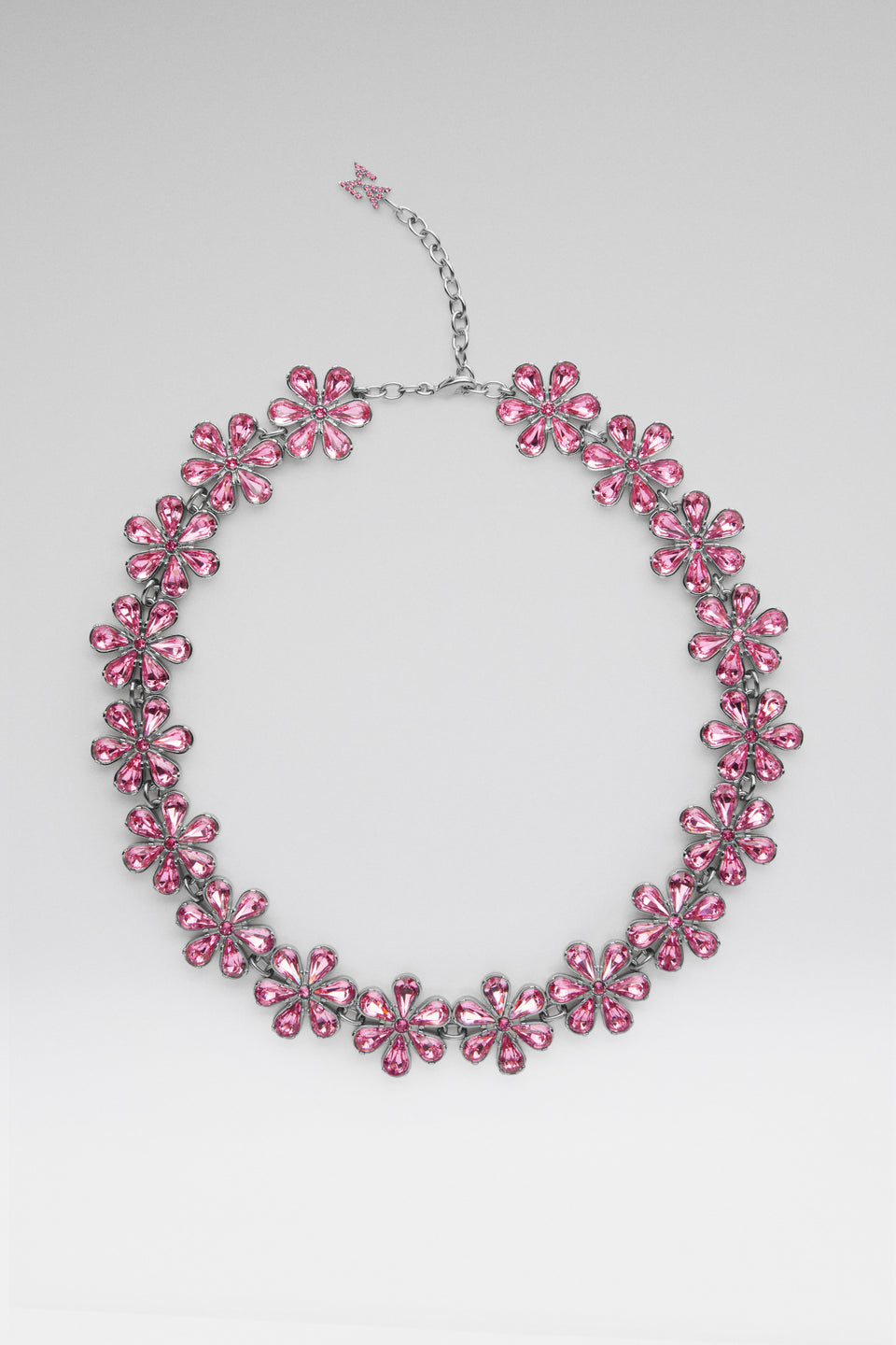 Lily Choker Rose Crystals And Silver Base