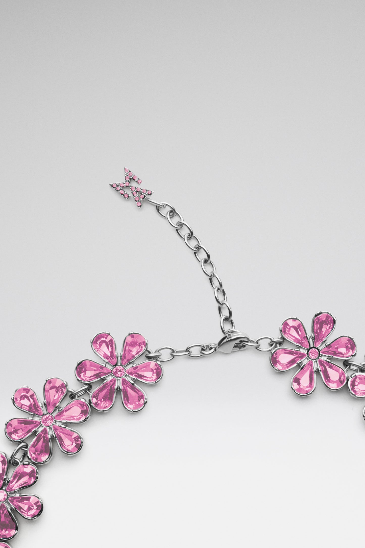 Lily Choker Rose Crystals And Silver Base