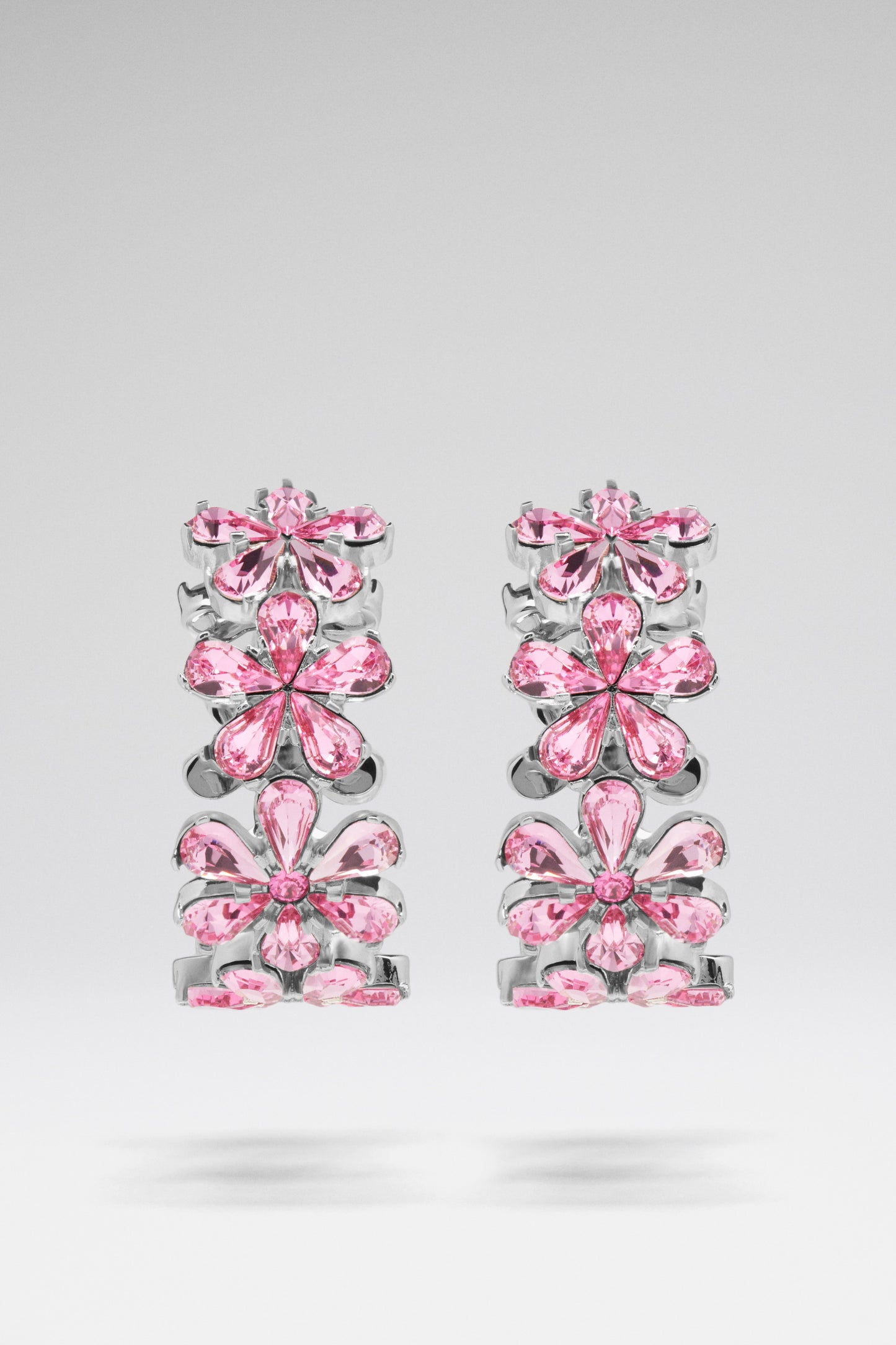 Lily Hoop Rose Crystals And Silver Base