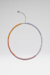 Tennis Necklace Sunset Ombre Crystals with Silver Base
