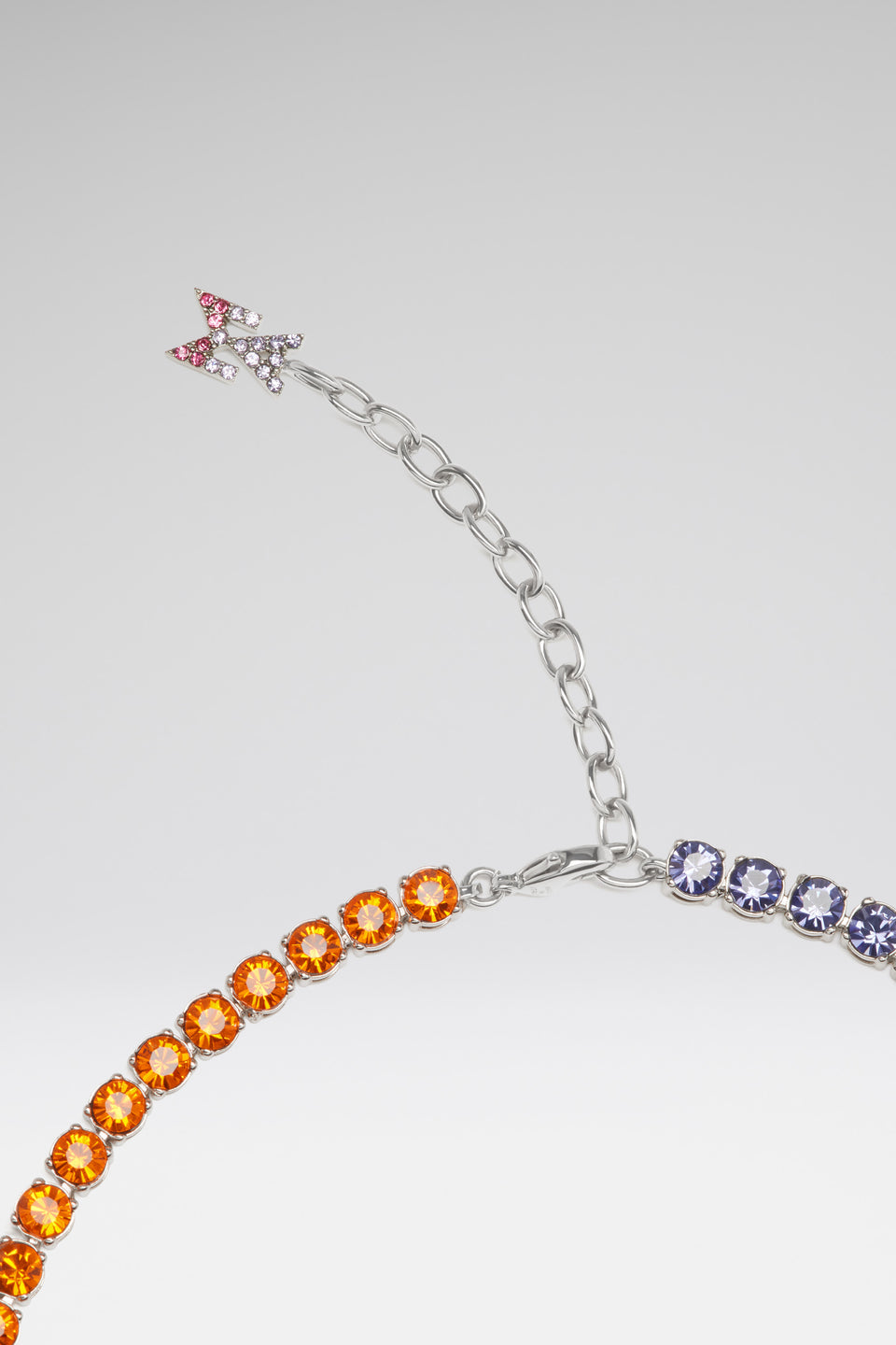 Tennis Necklace Sunset Ombre Crystals with Silver Base