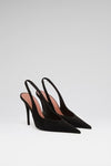 Anok 105 luxury black suede slingbacks