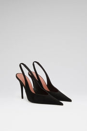 Anok 105 luxury black suede slingbacks