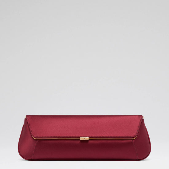 Wine satin and gold hardware ami clutch bag