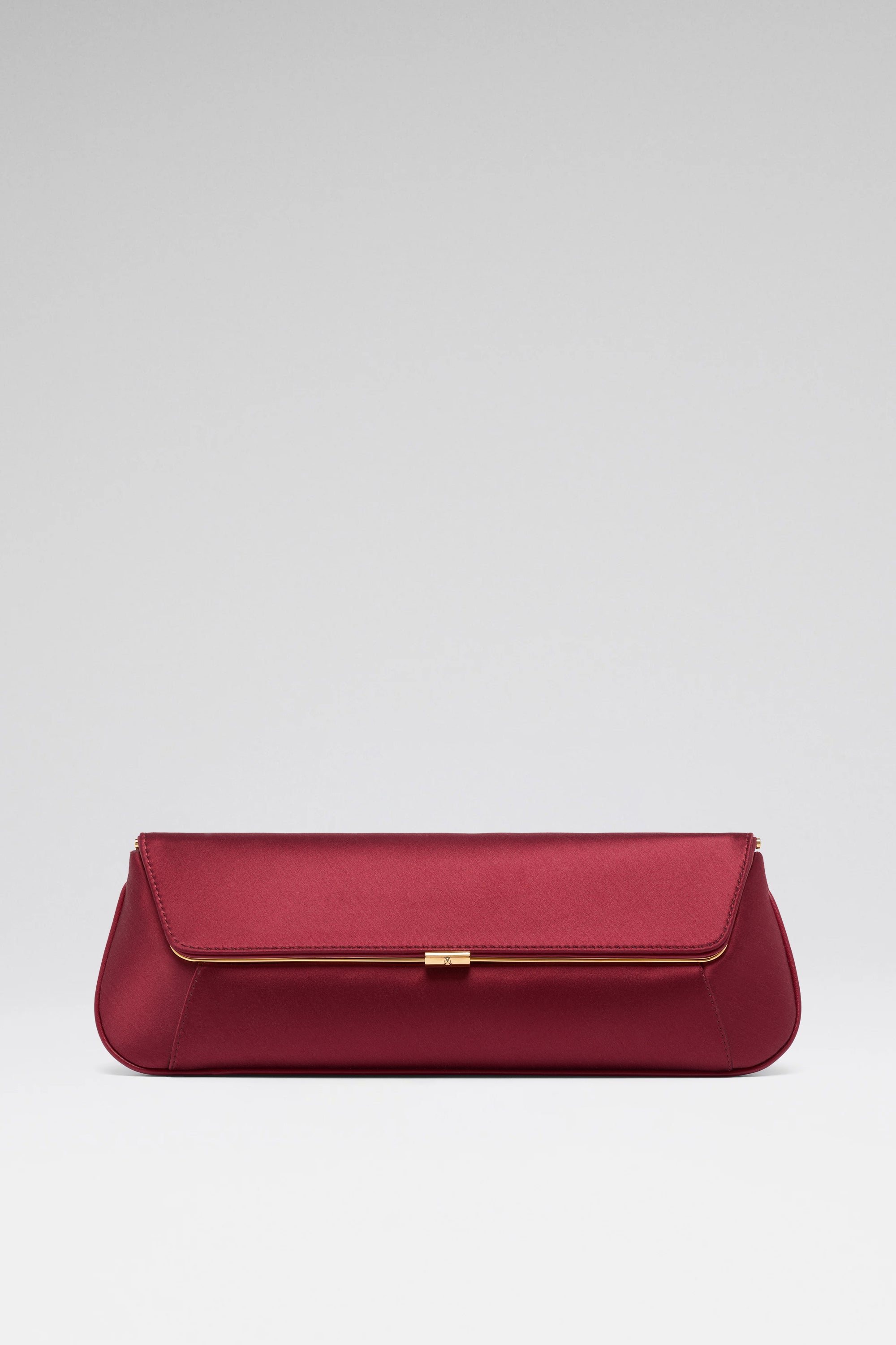 Wine satin and gold hardware ami clutch bag