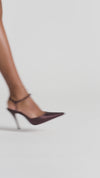 Carolyn Pump 100 Coffee Satin And White Crystal Buckle