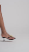 Vittoria Thong Slipper 70 Black Satin And Enamel Flower