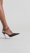 Carolyn Pump 100 Black Satin And White Crystal Buckle