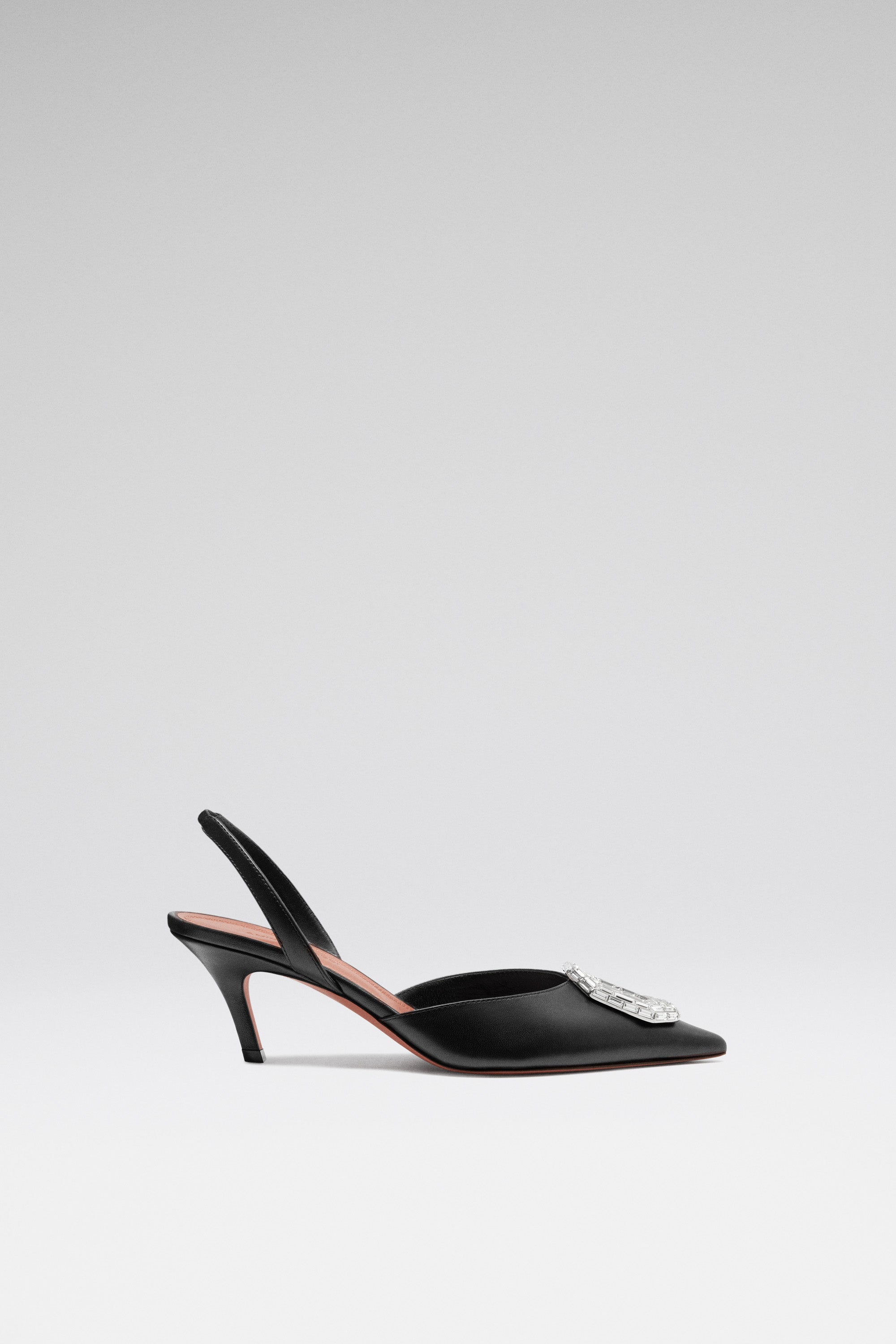 Camelia 60 Black Nappa Slingbacks | Amina Muaddi Luxury Shoes For