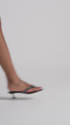 Janis Slipper 45 Black Nappa And White Crystals